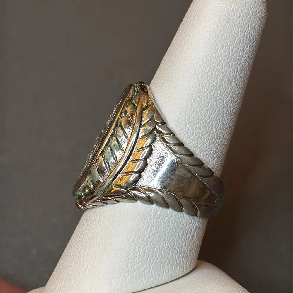 Sterling Ring with Inlaid Turquoise, Mother of Pearl and Onyx